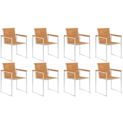 Image of vidaXL Garden Chairs 8 pcs Solid Acacia Wood and Stainless Steel