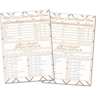 Image of Nail Care Client Cards GDPR Large A5 Size Salon and Therapist Customer Consultation Record Paper Agenda Essentials Profile Recording Forms Data Protection Pack of (100)