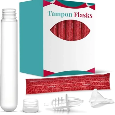 Image of Tampon Flask Say Goodbye to Overpriced Bar Tabs Smuggle Your Alcoholic Drinks into Any Event with This Perfect Hidden for Women Includes Five 1 Shot Tubes