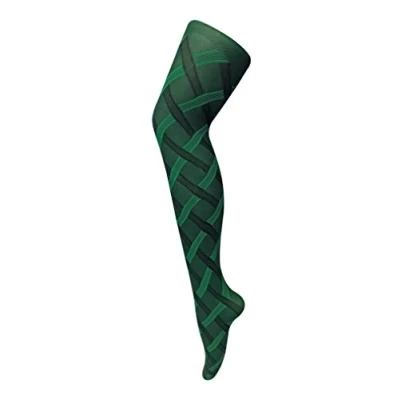 Image of Sock Snob Womens Ladies Coloured 80 Denier Opaque Fashion Tights Cable Green Size Large