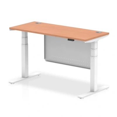 Image of Air 1400x600 Height Adjustable Desk Beech CP White Leg Modesty Panel