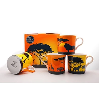 Image of Heritage FINE BONE CHINA SET OF 4 MUGS GIFT BOXED SAVANNAH FREE UK DELIVERY