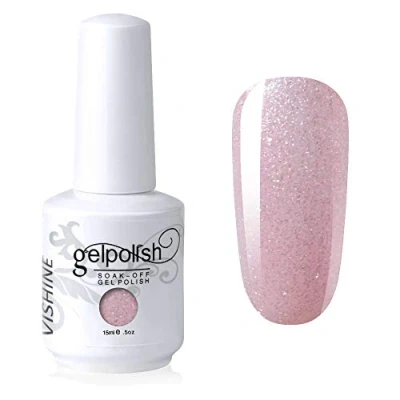 Image of Vishine Gelpolish Manicure Salon UV LED Soak Off Gel Nail Polish Varnish Color Glitter Pink(1326)