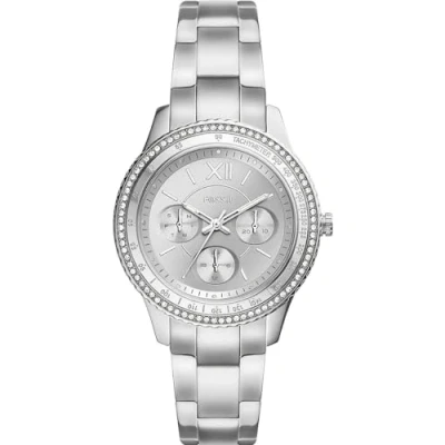 Image of Fossil Watch for Women Stella Sport, Quartz Multifunction Movement, 37 mm Silver Stainless Steel Case with a Strap, ES5108