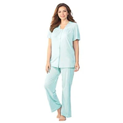Image of Vanity Fair Women&#039;s Plus Size Coloratura Sleepwear Short Sleeve Pajama Set 90807 Black