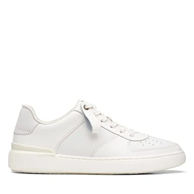 Image of Clarks Men&#039;s Courtlite Tie Sneaker, White Leather, 11 UK