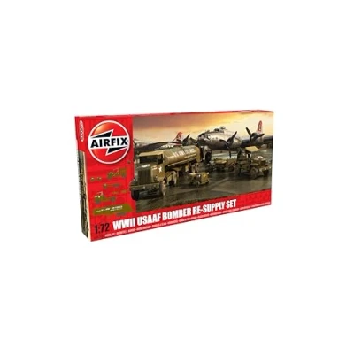 Image of Airfix Model Set A06304 WWII USAAF 8th Bomber Resupply Building Kit Plastic Diorama Kits for Adults &amp; Children 8+, Includes Sprues Decals 1:72 Scale