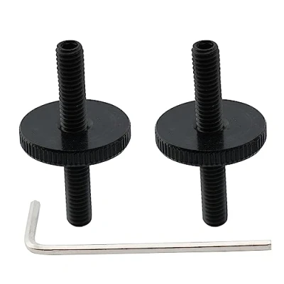 Image of Musiclily Pro Metric Sized M4 ABR 1 Tune o matic Bridge Posts and Thumbwheels for Epiphone Les Paul Style Guitar, Black (Set of 2)