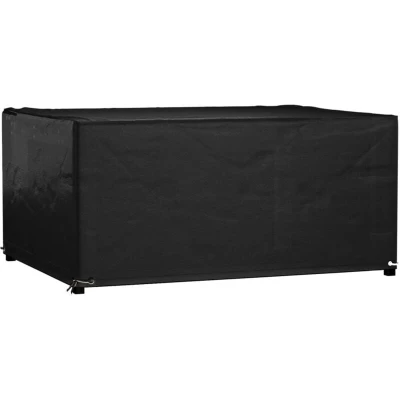 Image of vidaXL Black PE Garden Furniture Cover Suitable for Rattan Sets, Outdoor Patio Furniture, Water and UV Resistant, with Eyelets Rope Secure Fastening, Foldable Convenient Storage