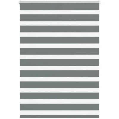 Image of vidaXL Zebra Blind Dark Grey 100x100 cm Fabric Width 95.9 Polyester