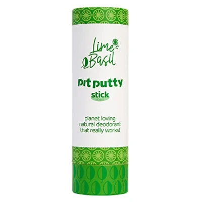 Image of Natural Deodorant Stick Plastic Free Vegan &amp; Eco Friendly By Pit Putty 100% For Women Men 80g (Lime Basil)