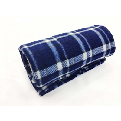 Image of Navy Blue Tartan Check Polar Fleece Blanket Sofa Bed Throw Super Soft 127cm x 152cm