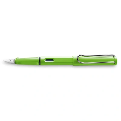 Image of LAMY safari green Fountain Pen with ergonomic grip &amp; polished steel nib in size M ideal for any Writing Calligraphy including T 10 blue cartridge Right Handed