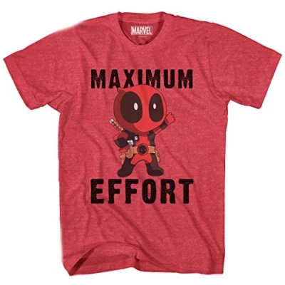 Image of Marvel Deadpool Chibi Maximum Effort Men&#039;s T Shirt (Heather Red, Large)