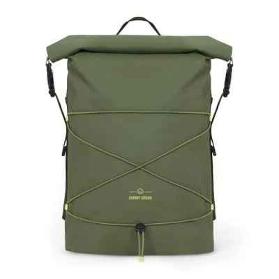 Image of Johnny Urban Waterproof Backpack Dry Bag Green Myles Roll Top 20L for Paddleboarding, Canoeing, Camping, Boating Drybag Rucksack Water Resistant