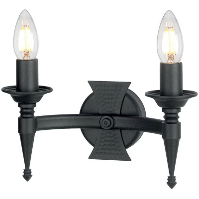Image of Saxon 2 Light Indoor Candle Wall Black, E14