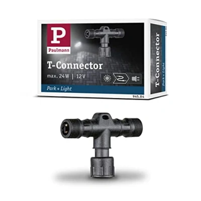 Image of Paulmann 94584 Park Outdoor Piece IP67 1 in/2 out max. 24W T Connector Black Accessories Plastic Garage Light