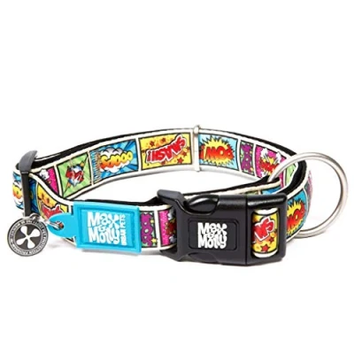 Image of Max &amp; Molly Comic Smart Id Collar Comfortable Odor Free Neoprene Tag Lost Pet Protection Program Extraordinary Dog Collar, M