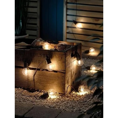Image of Auraglow Warm White LED Bulb Festoon String Light Set (5m of 10 Lights, 1 Plug &amp; 5m Cable)
