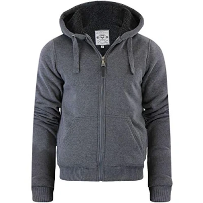 Image of BRAVE SOUL Mens Zone Hooded Sweat Top Hoody Sport Track Top, 2023 Charcoal Grey, XXL