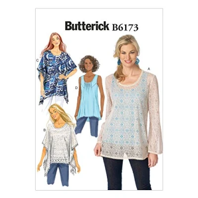 Image of Butterick Patterns 6173, Misses Tunic and Top,Sizes, lace, Multi Colour, E5 (14 16 18 20 22)