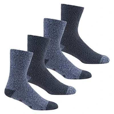 Image of Metzuyan Mens Fluffy Bed Socks With Non Slip Grippers Navy Size 6 11