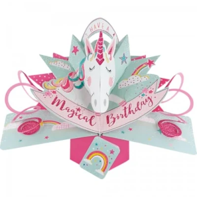 Image of Unicorn Birthday Pop Up Greeting Card Original Second Nature 3D Cards