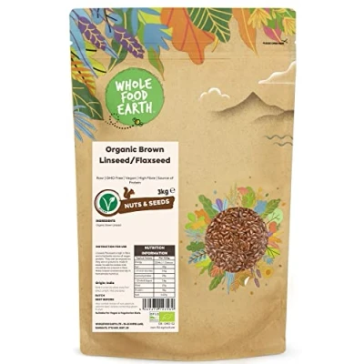 Image of Wholefood Earth Organic Brown Linseed/Flaxseed 3 kg Raw GMO Free Vegan High Fibre Source of Protein Certified
