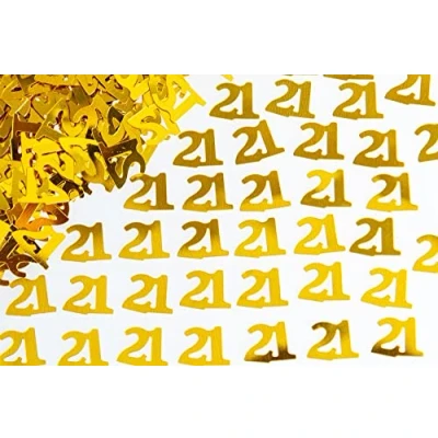 Image of SHATCHI 14g Gold 21st Birthday Confetti Foil Metallic Glitz Table Scatter Sprinkles Age Bday Party Decorations, 12mm