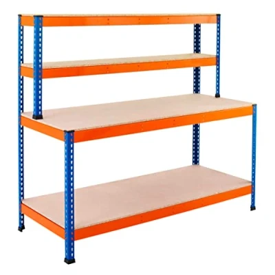 Image of BiGDUG BiG400 Workstation 2X Upper Levels 1677h x 1830w 915d mm 400kg Load Capacity Bench Blue &amp; Orange
