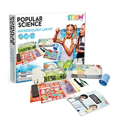 Image of POPULAR Science Microbiology Lab Kit STEM Toys and Gifts for Educational Fun Experiments Designed Children Aged 5 to 12 Years Old Suitable All The Family