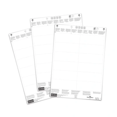 Image of Durable Insert Labels 100 x 38 mm for Ticket Holders, 240 on A4 Sheets, White, 102202