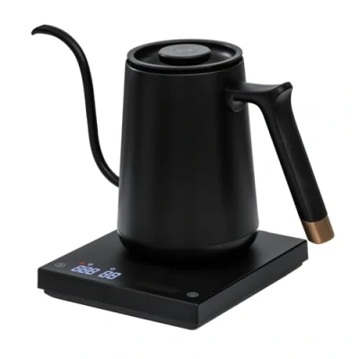 Image of TIMEMORE Coffee Kettle, Stainless Steel Gooseneck Fish Smart Electric Kettle 600ML With Temperature Adjustment for Tea Brewing, Home Edition Black, 192s Fast to 88C