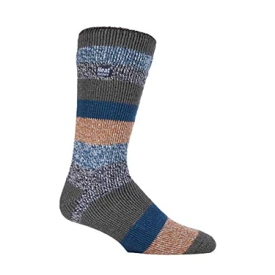 Image of HEAT HOLDERS Mens New Patterned Warm Winter Striped Twist Thermal Socks in 10 colours, size 6 11 UK 39 45 Eur (Eton)
