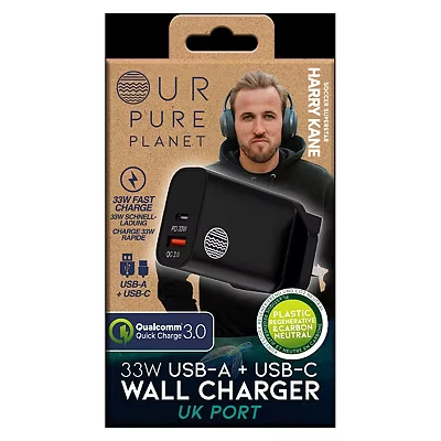 Image of Our Pure Planet Harry Kane 30W USB A + C UK Wall Charger