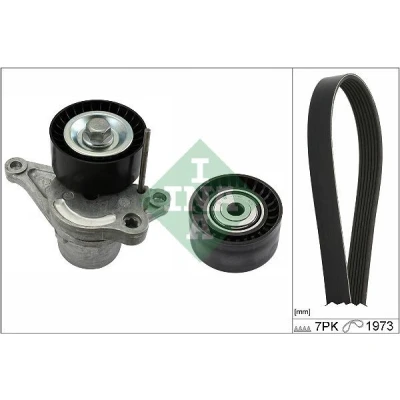 Image of 1172000Q0C, 1172000Q0E, 1172000Q1E, 117500969R, 117507568R V ribbed belt set INA 529 0317 10 Check alternator freewheel clutch &amp; replace if necessary