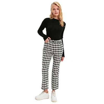 Image of Trendyol Women Normal Waist Straight Leg Flare Trousers Black