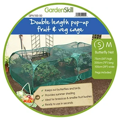 Image of GardenSkill Large Pop Up Fruit Cage Vegetable Plant Crop Protection Bird and Butterfly Net Cover (2.5m x 1.25m 0.75m High)