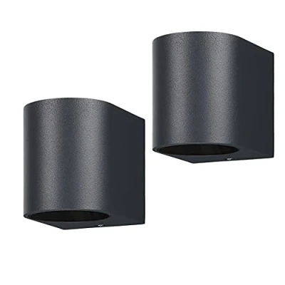 Image of LASIDE Outdoor Wall Lights Pack of 2, Anthracite Grey GU10 Down Outside Electric, IP44 Waterproof Aluminium Garden Mains Powered for Patio, Terrace, Balcony, Porch, Garage