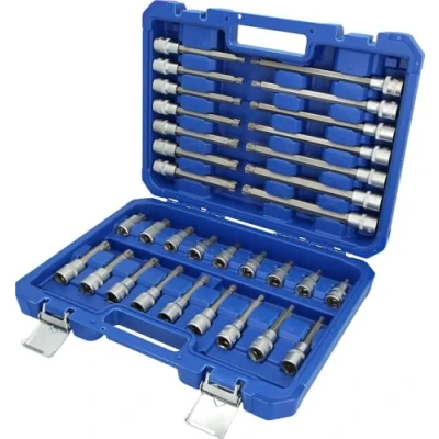 Image of BRILLIANT TOOLS 1/2 inch Socket Set, RIBE Profile, Chrome Vanadium Steel, Blue Transport case, 32 TLG