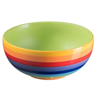Image of Purity Style Hand Painted Rainbow Stripe Ceramic Cereal Bowl