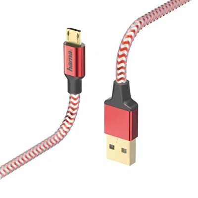 Image of Hama 00178288 Red 1.5 m USB A Male Micro B Cable (1.5 m, A, B, male/male Cable, 2.0, Red)