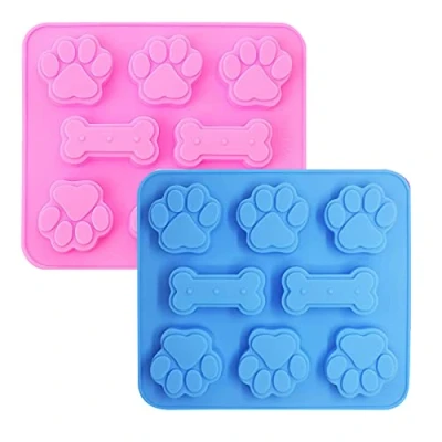 Image of 2 PCS Puppy Cat Dog Paw Silicone Mould Print Chocolate Moulds Treats Molds Freezer Ice Lolly Non Stick for Wax Melts Baking Pudding Jelly Candy Gummy Cookie Cube