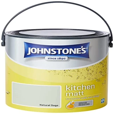 Image of Johnstone&#039;s Kitchen Paint Natural Sage Matt Finish Grease &amp; Stain Resistant Suitable for Walls Ceilings Highly Durable Low Odour 12m2 Coverage per Litre 2.5L