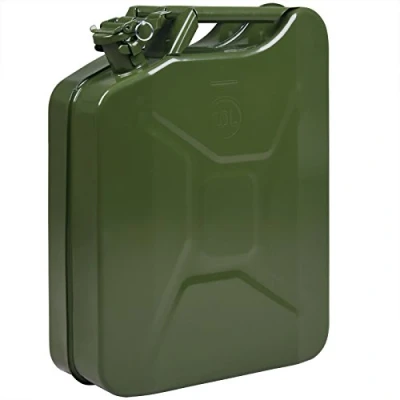 Image of MONZANA® 20 Litre Metal Jerry Can Fuel Petrol Diesel Oil Water Canister Including Pouring Spout Extension 20L Steel 36x17x46cm UN Approval Olive Green Home Workshop Car