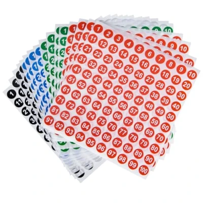 Image of Aruicheng Number Stickers 1 100 Numbers 16 Sheets Small Round Sticky Self Adhesive Labels for Office, School, Home 0.4 Inch