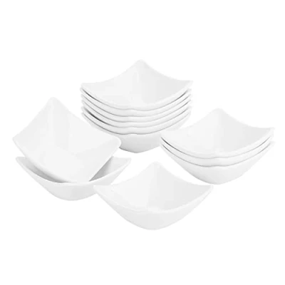 Image of MALACASA 12 Piece 60ML Ramekins Porcelain Dipping Bowls Mini Creme Brulee Soufflé Dishes Sauce Dish Baking for Cake &amp; Pudding Ice Cream, Oven Safe, Ivory White