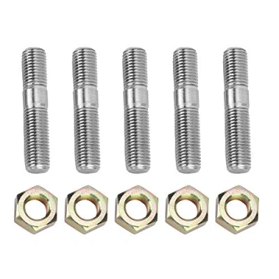 Image of Qiilu M10x1.25 50mm 5Pcs Turbo Screw and Nuts, Stud Kit Fits for DSM 1G, EVO1 10