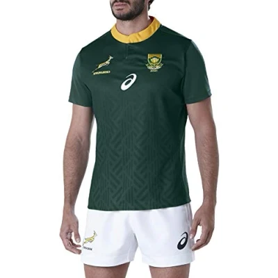 Image of Asics South Africa Springboks Home Rugby Shirt 2018 19 Green and gold 3XL