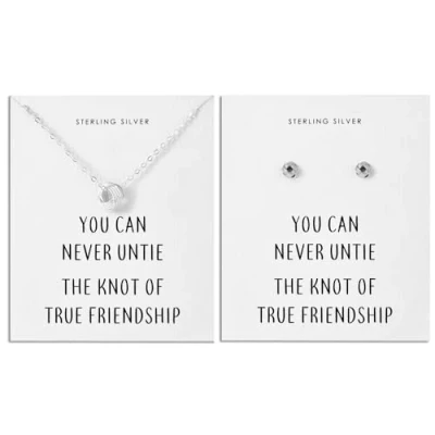 Image of Philip Jones Sterling Silver Friendship Quote Knot Set